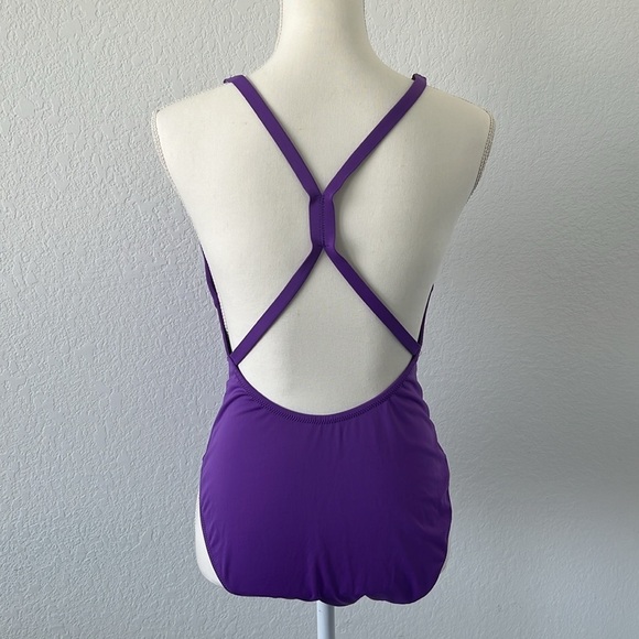 NWOT Purple One-Piece Criss Cross Back Swimsuit - Picture 4 of 8